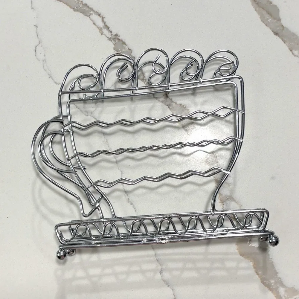 Silver Metal Coffee Mug Tea Cup Napkin Holder